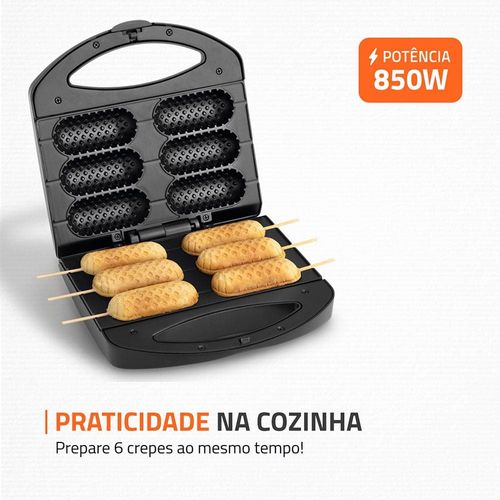 Crepeira Pratic Crepe & Hot Dog Mondial CP-01 Prepara 6 Crepes com 850W de Potência - Preta 110V