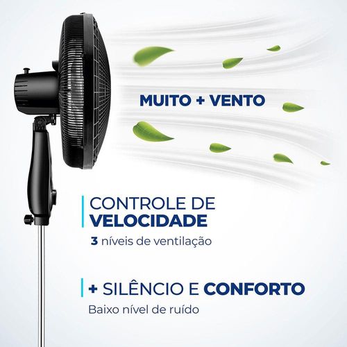 Ventilador de Coluna 40cm Mondial Super Power VSP40C 6 Pás 3 Velocidades Preto/Prata 110v