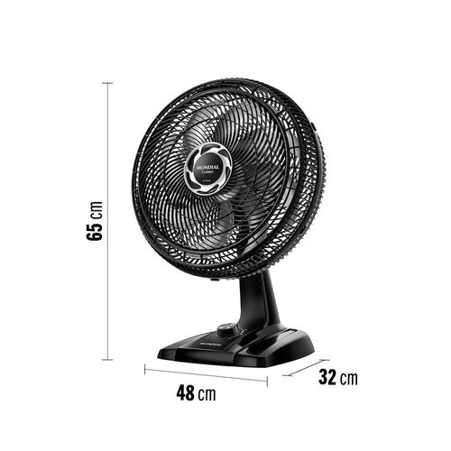 Ventilador de Mesa 40cm Mondial Turbo VT40NB com 8 Pás, 3 Velocidades - Preto e Prata 110V