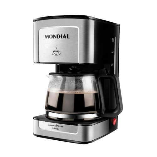 Cafeteira Elétrica Mondial Dolce Arome Vidro C-43-20X-SI 20 Xícaras 550W – Preto/Inox 110V