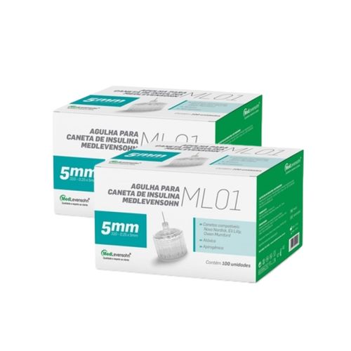 Kit com 2 Caixas Agulha Caneta Insulina 5mm Medlevensohn