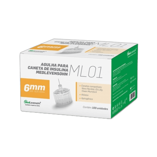 Kit com 2 Caixas Agulha Caneta Insulina 6mm Medlevensohn