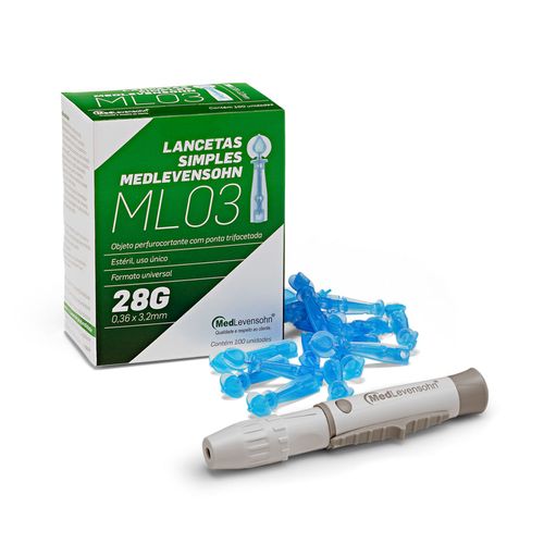 Kit Lancetador e Lancetas 28g da MedLevensohn