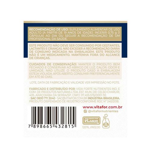 Nac N Acetil L Cisteína Vitafor 750mg 60Caps