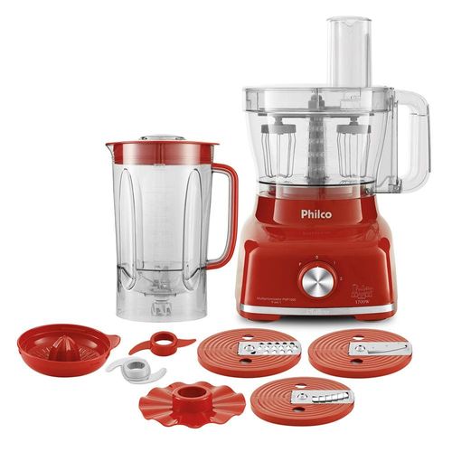 Multiprocessador de Alimentos Philco 9 em 1 PMP1600V com 1400W – Vermelho 110V