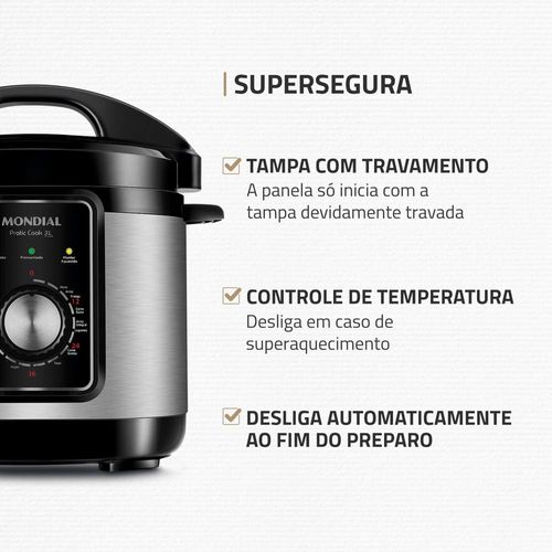 Panela Elétrica de Pressão Mondial PE-47 Pratic Cook 3L - Inox 110V