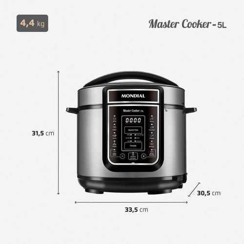 Panela Elétrica de Pressão Mondial Digital Master Cooker PE-38 5L - Preta 110V