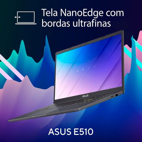 Notebook ASUS Vivobook Go 15 com processador Intel Celeron Dual Core, 4GB RAM, 128GB e-MMC, Tela 15,6" LED e Windows 11 Star Black - E510KA-BR808WS