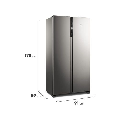 Geladeira Electrolux Frost Free Side By Side 435L IS4S com Tecnologia AutoSense, Painel Digital e Turbo Freezer - Inox 110V