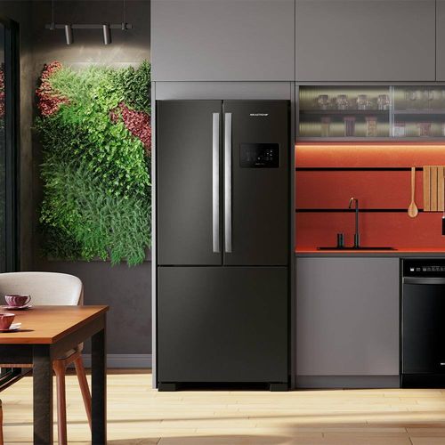 Geladeira Brastemp BRO85AE Frost Free French Door com Tecnologia Inverter e Painel Touch 554 Litros - Black Inox 220V