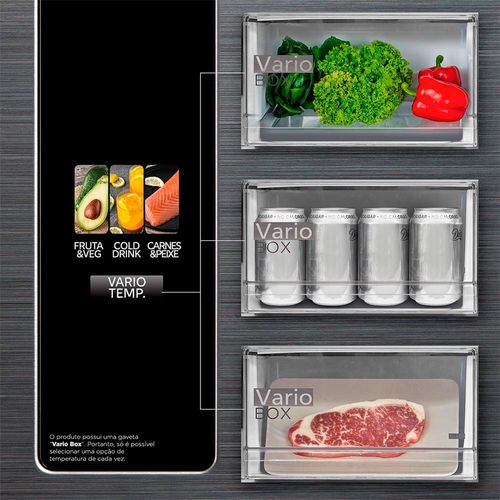 Geladeira Midea French Door Frost Free MD-RF691FGD463 com Tecnologia Inverter Smart Bivolt Inox - 474L