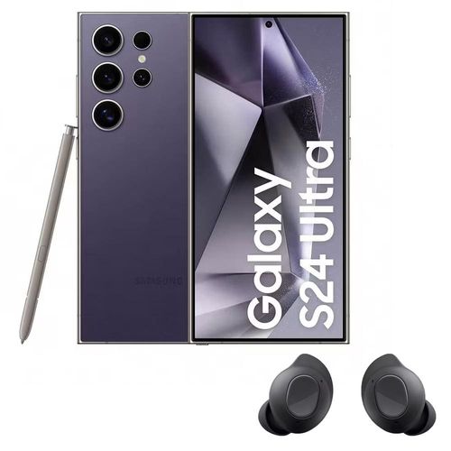 Smartphone Samsung Galaxy S24 Ultra Titânio Violeta 256GB, A.I., Tela 6.8", 12GB RAM, S Pen, Snapdragon 8 Gen3+Fone de Ouvido Sem Fio Galaxy Buds FE
