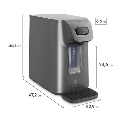 Purificador de Água Electrolux PC01X com Sistema Eletrônico, Aqua Pure e Compressor Ecológico – Cinza 110V