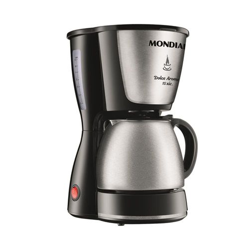 Cafeteira Elétrica Mondial Dolce Arome Thermo Inox C-34 15 Xícaras – Preta e Inox 220V