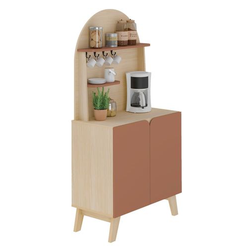 Cantinho do Café Artely Viena com 2 portas e 3 prateleiras – 80cm de largura Naturale e Terracota