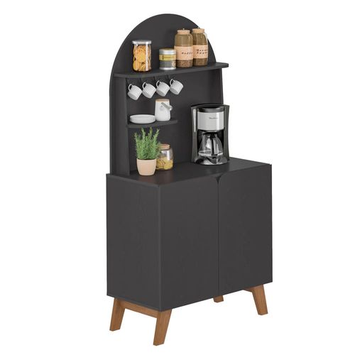 Cantinho do Café Artely Viena com 2 portas e 3 prateleiras – 80cm de largura Preto