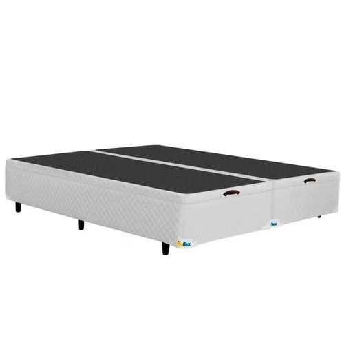 Cama Box Queen Size MGA Universal com Baú e Pistão a Gás + Colchão Umaflex Itália com Pillow Top e Molas Ensacadas 26x158x198cm – Branca