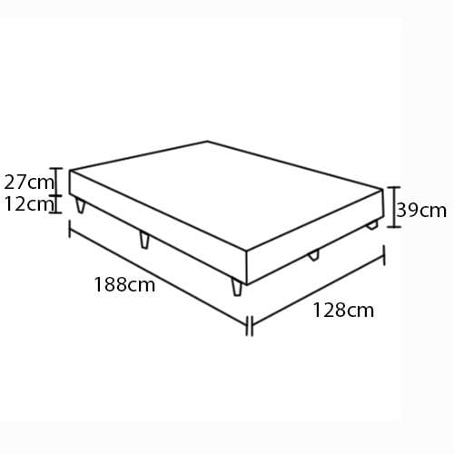 Base Box para Colchão de Casal Castor Class 39x128x188 cm - Cinza/Preto