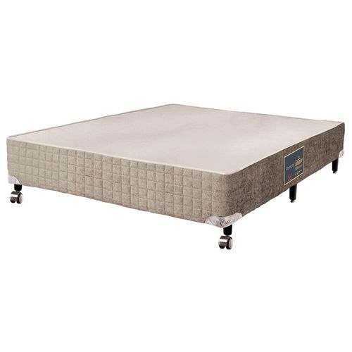 Cama Box Casal Castor Premium com Mola Tecnopedic 69x138x188cm – Branco/Bege