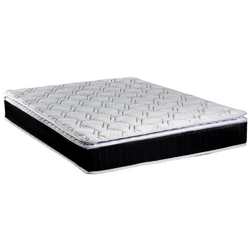 Colchão Queen Size Luckspuma Barcelona Spring com Molas Bonnel e Pillow Top 25x158x198cm - Cinza Chumbo/Branco