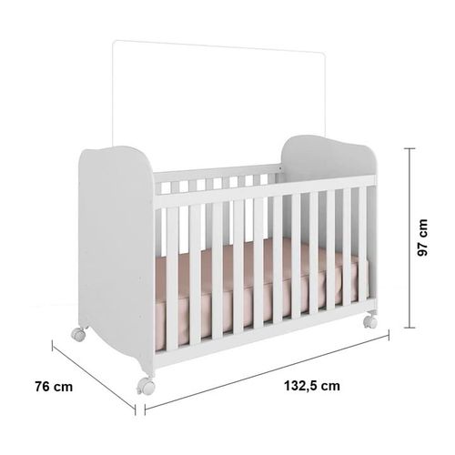 Berço Americano + Cômoda Infantil Peroba Duda Plus com 1 Porta, 4 Gavetas e 1 Prateleira - 95,3cm de largura Branco