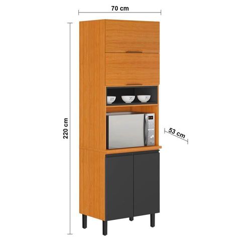 Cozinha Completa Itatiaia Ideale com 4 Peças, 10 Portas, 11 Prateleiras e 2 Gavetas – 270cm de Largura Cinamomo e Grafite