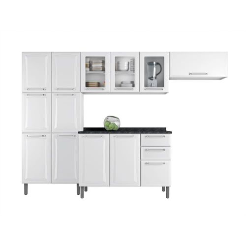 Cozinha Completa Itatiaia Tarsila com 13 Portas e 3 Gavetas Branca - 280cm de largura