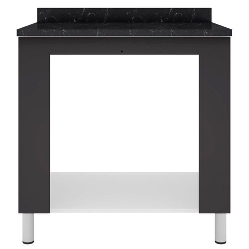 Cozinha Compacta Bartira Rubi com 2 Portas, 5 Gavetas e 1 Prateleira - 280,3cm de largura Branco/Grafite