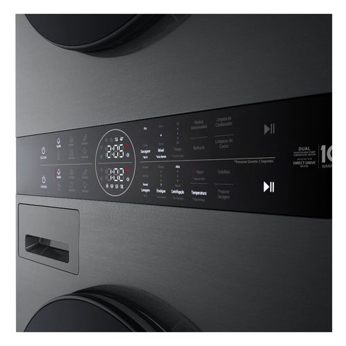 Lavadora e Secadora LG 14kg Smart WashTower com Inteligência Artificial AIDD WK14BS6A Aço Escovado Preto - 220V