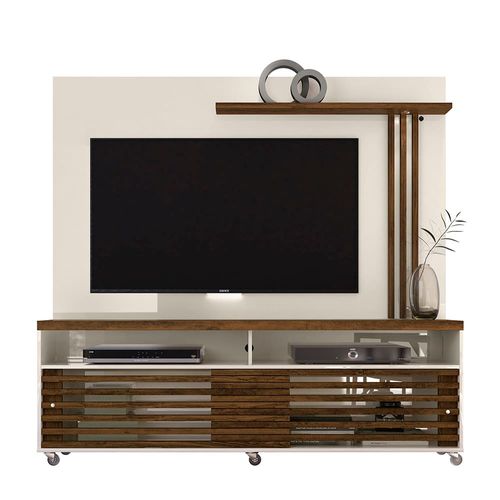 Rack Madetec Cross com 182cm de Largura + Painel Madetec Cross com 182cm de Largura, Ideal para TV de Até 65” Off White / Nogal