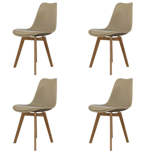 Conjunto com 4 Cadeiras de Jantar SeatCo Saarinen PP Wood com Assento Estofado Nude