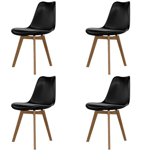 Conjunto com 4 Cadeiras de Jantar SeatCo Saarinen PP Wood com Assento Estofado Preta