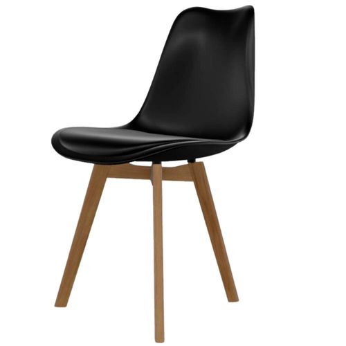 Conjunto com 4 Cadeiras de Jantar SeatCo Saarinen PP Wood com Assento Estofado Preta