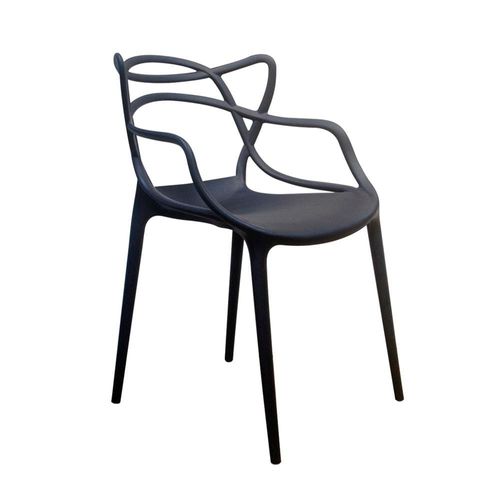 Conjunto com 4 Cadeiras de Jantar Berrini Seat&Co com Encosto Fixo Preto