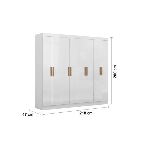 Guarda-Roupa Maxel New Royale com 8 Portas, 4 Gavetas e 6 Prateleiras - 218cm de largura Branco