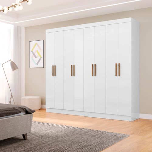 Guarda-Roupa Maxel New Royale com 8 Portas, 4 Gavetas e 6 Prateleiras - 218cm de largura Branco