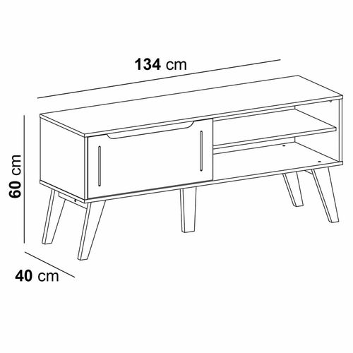 Rack Artely Lotus com 1 Porta e 2 Nichos, 134cm de Largura, Ideal para TV de até 60`` – Cinamomo/ Off White