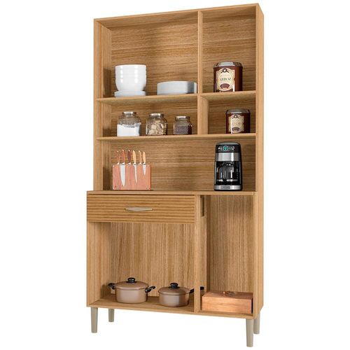 Cozinha Compacta Kits Paraná Golden com 6 Portas, 1 Gaveta e 1 Prateleira - 91cm de largura - Freijó/Patina Freijo/Patina/Ripado