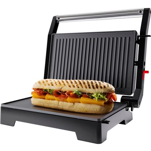 Mini Grill Elétrico Oster OGRL230 2 em 1 com abertura 180° - Inox 220V