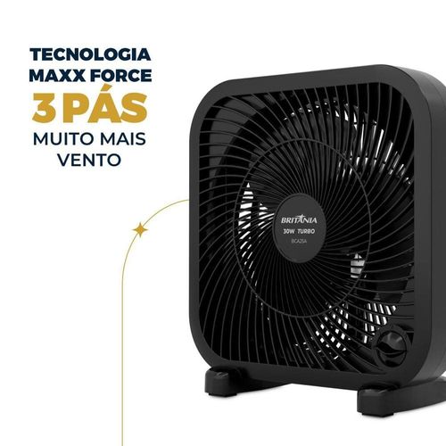 Ventilador Circulador de Ar Britânia BCA25A com 3 Velocidades e 30W de Potência – Preto 220V