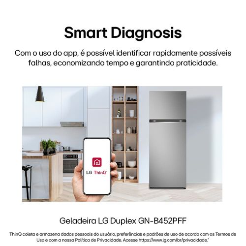 Geladeira LG Frost Free GN-B452PFF Duplex com Tecnologia Smart Inverter, Linear Cooling e DoorCooling Inox Look - 461 litros 220V