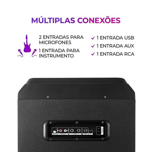 Torre de Som Aiwa T2W-02 com Bluetooth, Iluminação RGB e Entrada USB - 2300W RMS - Bivolt