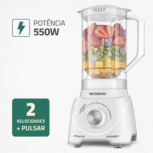 Liquidificador Mondial L97W 2 Velocidades + Pulsar 550W - Branco 220V