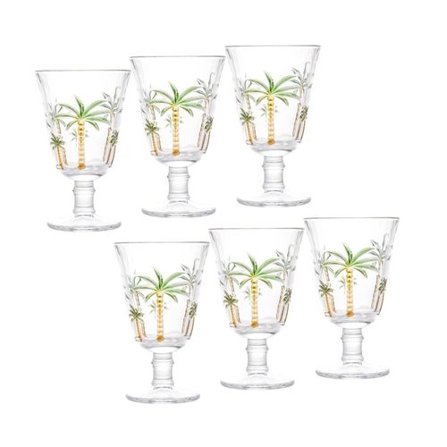 Conjunto de Taças Lyor 240 ml em Cristal Palm Hand Paiting - 6 Peças