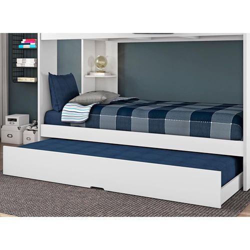 Beliche Conquista Lucca com Escada, Prateleira e Cama Auxiliar Premium II Branco