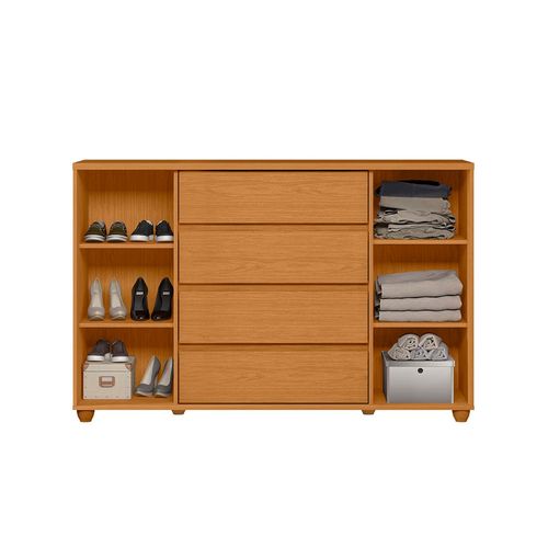 Cômoda Palumoveis Evidenza com 4 Gavetas e 2 Portas – 150cm de Largura Cinamomo/Off White