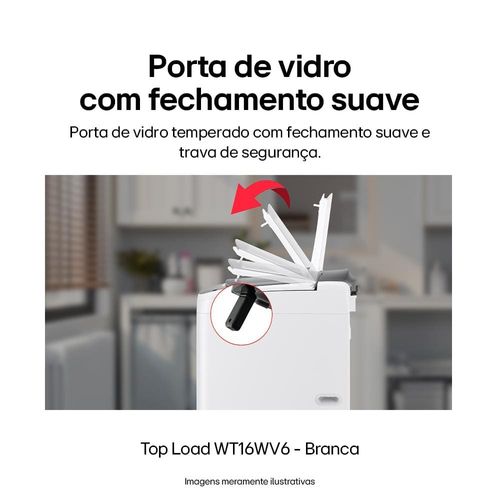 Lavadora de Roupas LG Automática WT16WV6 com Inteligência Artificial AIDD e Porta com Fechamento Suave 16kg - Branca 110V