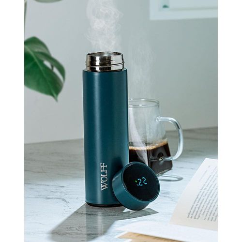 Garrafa Térmica Wolff com Termômetro Led Azul - 500ml