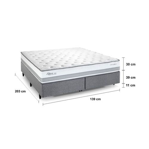 Cama Box King Size Herval Silver com Pillow Top e Molas Ensacadas 69x139x203cm - Cinza