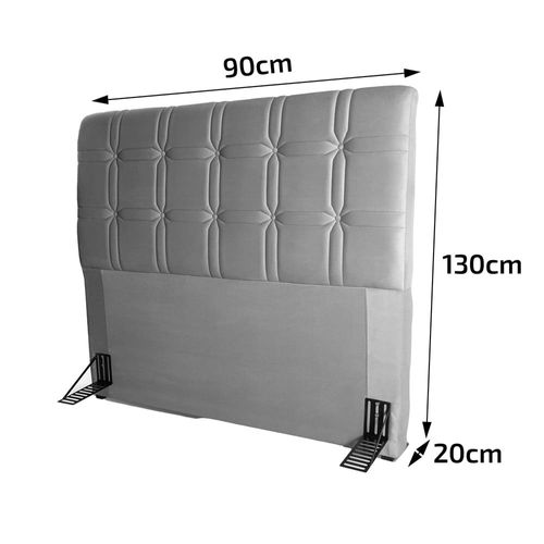 Cabeceira para Cama de Solteiro Hellen Zeus com Revestimento Platinum - 90cm de largura Grafite